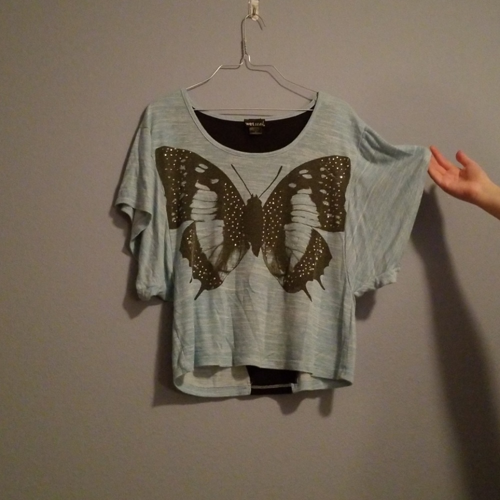 Butterfly top with sheer back
